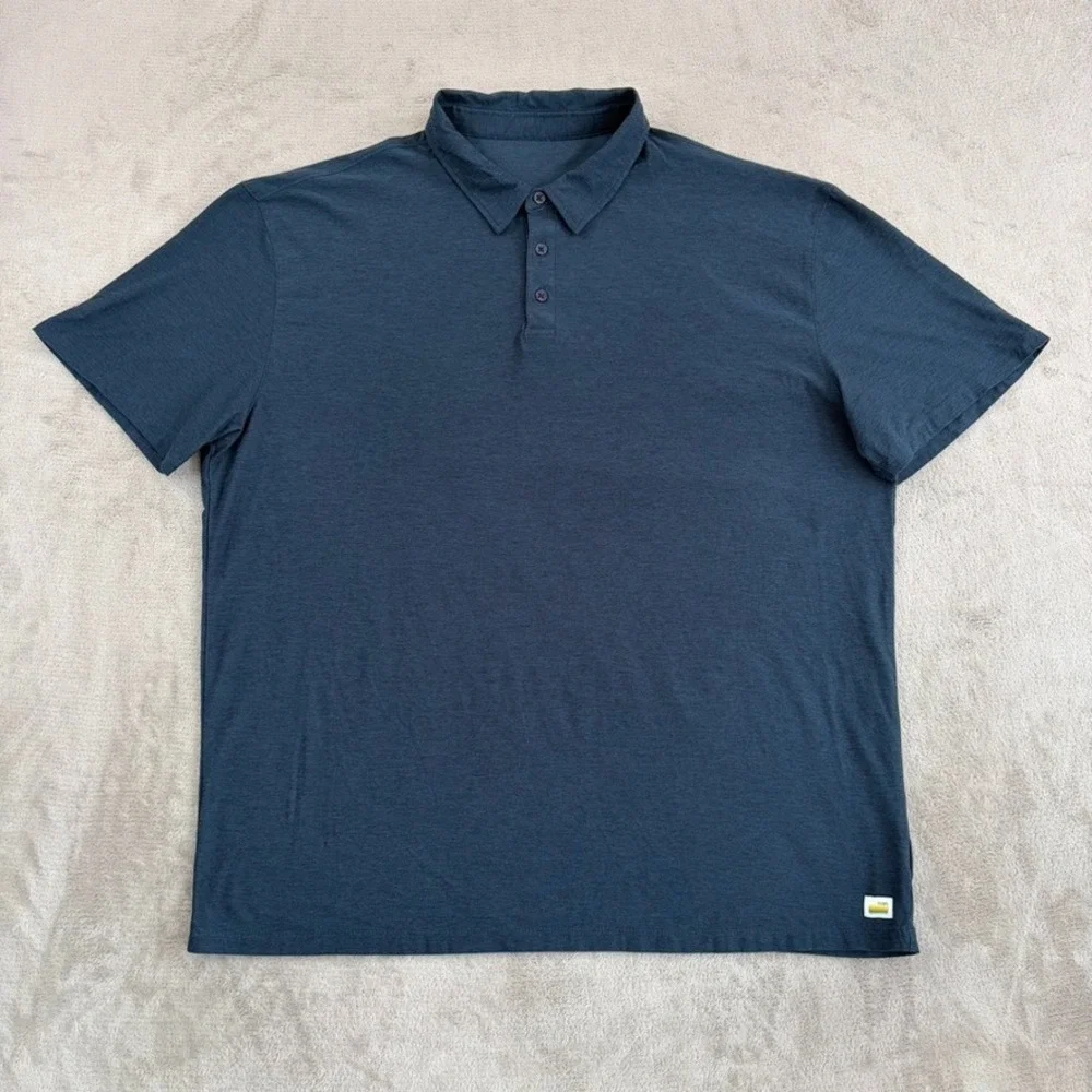 Vuori Knit Strato Tech Polo Shirt in Navy Heather Men 2XL Performance UPF30